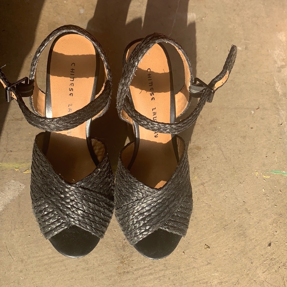 Black platform wedges